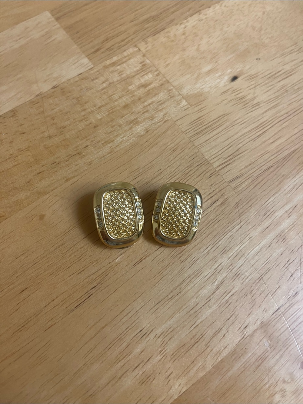 Burberry Gold-Tone Textured Clip-On Earrings with Crystal Sides